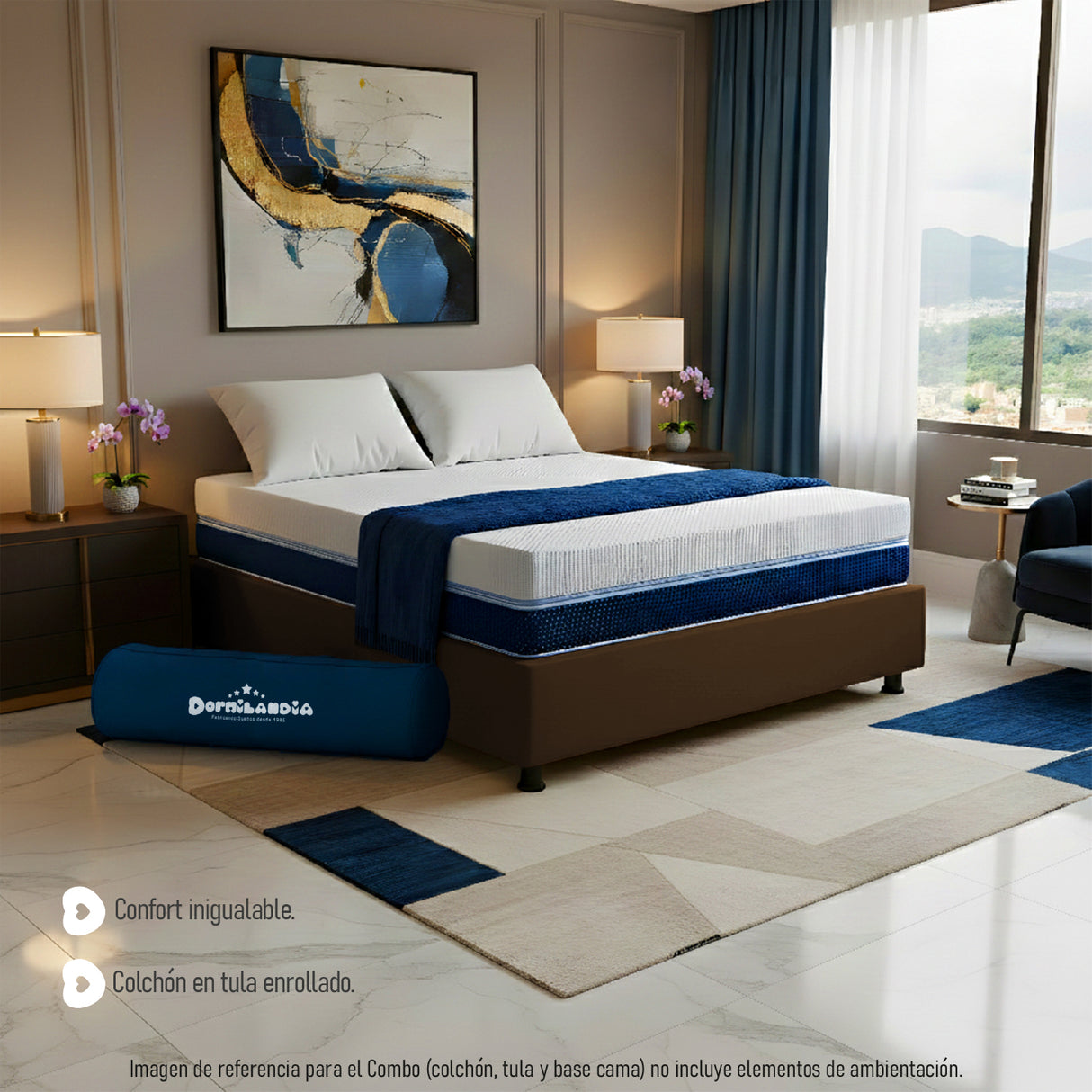 Combo Base Cama y Colchón Multisleep Blanco y Cafe Queen 160 X 190 Cm Firmeza Medio Doble Faz - COLCHONES | Bylmo