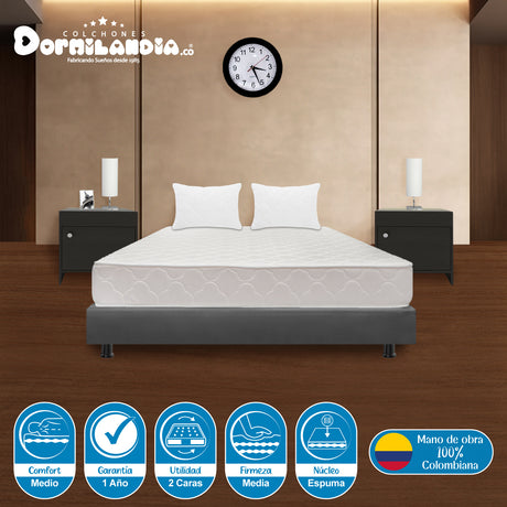 Combo Base Cama y Colchón Multisleep Blanco y Gris Semidoble 120 X 190 Cm Firmeza Medio Doble Faz - COLCHONES | Bylmo