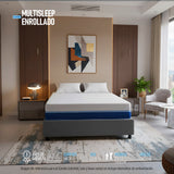 Combo Base Cama y Colchón Enrollado Multisleep Blanco y Gris Doble 140 X 190 Cm Firmeza Medio Doble Faz