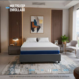Combo Base Cama y Colchón Enrollado Multisleep Blanco y Gris Queen 160 X 190 Cm Firmeza Medio Doble Faz
