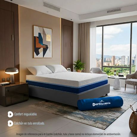 Combo Base Cama y Colchón Multisleep Blanco y Gris Queen 160 X 190 Cm Firmeza Medio Doble Faz - COLCHONES | Bylmo