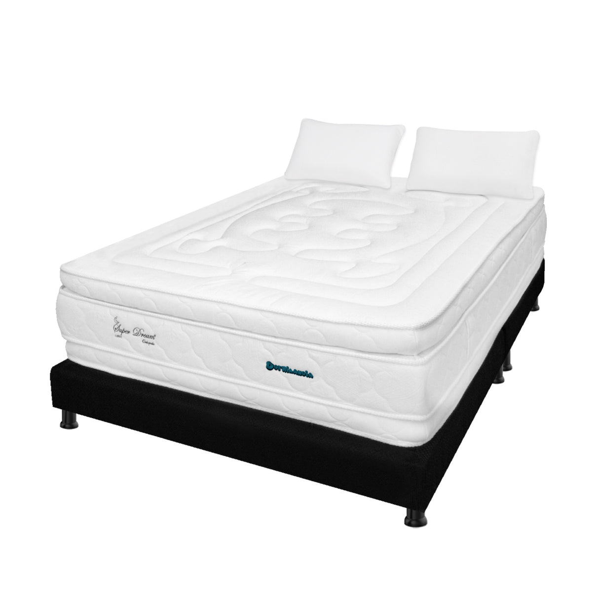 Combo Base Cama y Colchón Super Dream Blanco y Negro Doble 140 X 190 Cm Firmeza Firme Doble Faz - COLCHONES | Bylmo