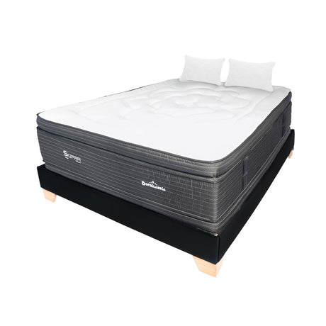 Combo Base Cama y Colchón Supra Negro Queen 160 X 190 Cm Firmeza Medio Doble Faz - COLCHONES | Bylmo