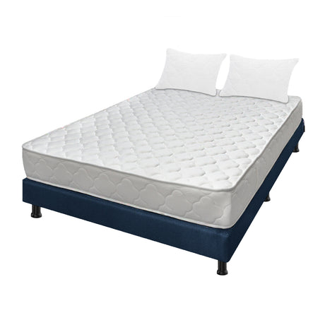 Combo Base Cama y Colchón Ultraflex Blanco y Azul Doble 140 X 190 Cm Firmeza Firme Doble Faz - COLCHONES | Bylmo