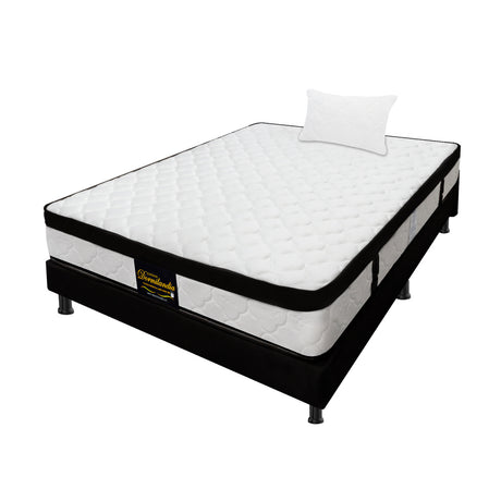 Combo Base Cama y Colchón Versalles Blanco y Negro Sencillo 100 X 190 Cm Firmeza Medio - COLCHONES | Bylmo