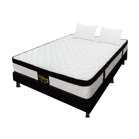 Combo Base Cama y Colchón Versalles Blanco y Negro Semidoble 120 X 190 Cm Firmeza Medio - COLCHONES | Bylmo