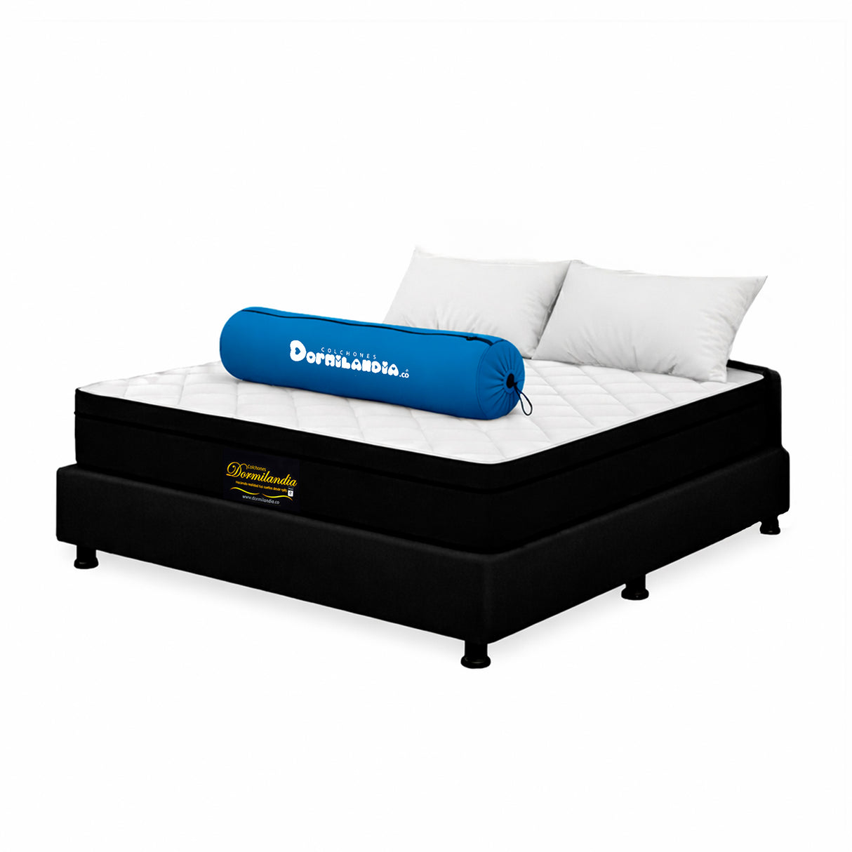Combo Base Cama y Colchón Enrollado Versalles Blanco y Negro Semidoble 120 X 190 Cm Firmeza Medio - COLCHONES | Bylmo