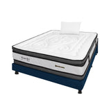 Combo Base Cama y Colchón Wonderful Blanco y Azul Sencillo 100 X 190 Cm Firmeza Medio Doble Faz - COLCHONES | Bylmo