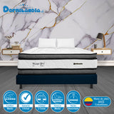 Combo Base Cama y Colchón Wonderful Blanco y Azul Queen 160 X 190 Cm Firmeza Medio Doble Faz - COLCHONES | Bylmo