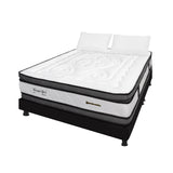 Combo Base Cama y Colchón Wonderful Blanco y Negro Queen 160 X 190 Cm Firmeza Medio Doble Faz - COLCHONES | Bylmo