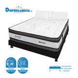 Combo Base Cama y Colchón Wonderful Blanco y Negro Queen 160 X 190 Cm Firmeza Medio Doble Faz - COLCHONES | Bylmo
