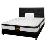 Combo Colchón Atenas Blanco y Negro Sencillo 100 X 190 Cm Firmeza Medio Doble Faz Con Cabecero y Base Cama - COLCHONES | Bylmo