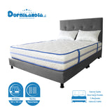Combo Colchón Caribe Blanco y Gris Queen 160 X 190 Cm Firmeza Suave Doble Faz Con Cabecero y Base Cama - COLCHONES | Bylmo