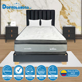 Combo Colchón Excalibur Gris y Arena King 200 X 200 Cm Firmeza Medio Doble Faz Con Cabecero y Base Cama - COLCHONES | Bylmo
