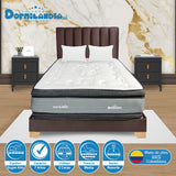 Combo Colchón Excalibur Gris y Azul Semidoble 120 X 190 Cm Firmeza Medio Doble Faz Con Cabecero y Base Cama - COLCHONES | Bylmo