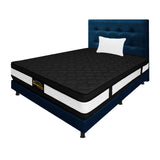 Combo Colchón Blanco y Azul Sencillo 100 X 190 Cm Firmeza Medio Suave Doble Faz Con Cabecero y Base Cama - COLCHONES | Bylmo