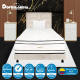Combo Colchón Infinity Blanco y Arena Sencillo 100 X 190 Cm Firmeza Medio Firme Doble Faz Con Cabecero y Base Cama - COLCHONES | Bylmo