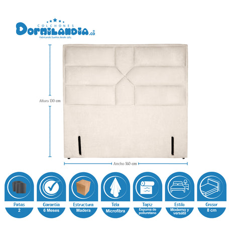 Combo Colchón Infinity Blanco y Arena Queen 160 X 190 Cm Firmeza Medio Firme Doble Faz Con Cabecero y Base Cama - COLCHONES | Bylmo