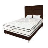 Combo Colchón Infinity Blanco y Cafe Queen 160 X 190 Cm Firmeza Medio Firme Doble Faz Con Cabecero y Base Cama - COLCHONES | Bylmo
