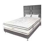 Combo Colchón Infinity Blanco y Gris Semidoble 120 X 190 Cm Firmeza Medio Firme Doble Faz Con Cabecero y Base Cama - COLCHONES | Bylmo