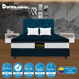 Combo Colchón Marshall Azul Queen 160 X 190 Cm Firmeza Medio Doble Faz Con Cabecero y Base Cama - COLCHONES | Bylmo