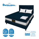 Combo Colchón Marshall Azul Queen 160 X 190 Cm Firmeza Medio Doble Faz Con Cabecero y Base Cama - COLCHONES | Bylmo