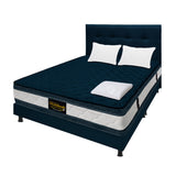 Combo Colchón Marshall Azul King 200 X 200 Cm Firmeza Medio Doble Faz Con Cabecero y Base Cama - COLCHONES | Bylmo