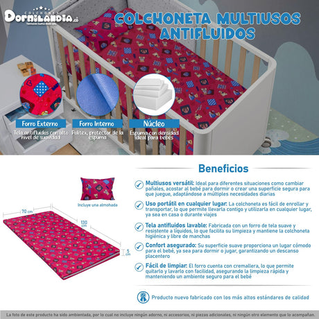 Colchoneta Osos Letras Rosa 70x130cm Para Bebés - COLCHONES | Bylmo