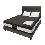 Combo Colchón Marshall Gris King 200 X 200 Cm Firmeza Medio Doble Faz Con Cabecero y Base Cama - COLCHONES | Bylmo