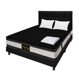 Combo Colchón Marshall Negro Queen 160 X 190 Cm Firmeza Medio Doble Faz Con Cabecero y Base Cama - COLCHONES | Bylmo