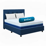 Combo Colchón Multisleep Blanco y Azul Doble 140 X 190 Cm Firmeza Medio Doble Faz Con Cabecero y Base Cama - COLCHONES | Bylmo