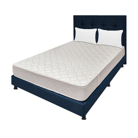 Combo Colchón Multisleep Blanco y Azul Queen 160 X 190 Cm Firmeza Medio Doble Faz Con Cabecero y Base Cama - COLCHONES | Bylmo
