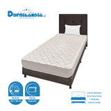 Combo Colchón Multisleep Blanco y Cafe Sencillo 100 X 190 Cm Firmeza Medio Doble Faz Con Cabecero y Base Cama - COLCHONES | Bylmo
