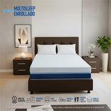 Combo Colchón Multisleep Blanco y Cafe Doble 140 X 190 Cm Firmeza Medio Doble Faz Con Cabecero y Base Cama - COLCHONES | Bylmo