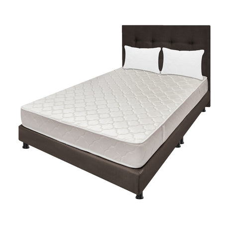 Combo Colchón Multisleep Blanco y Cafe Queen 160 X 190 Cm Firmeza Medio Doble Faz Con Cabecero y Base Cama - COLCHONES | Bylmo