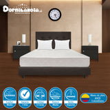 Combo Colchón Multisleep Blanco y Cafe Queen 160 X 190 Cm Firmeza Medio Doble Faz Con Cabecero y Base Cama - COLCHONES | Bylmo