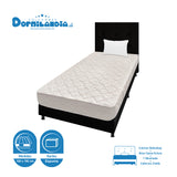 Combo Colchón Multisleep Blanco y Negro Sencillo 100 X 190 Cm Firmeza Medio Doble Faz Con Cabecero y Base Cama - COLCHONES | Bylmo