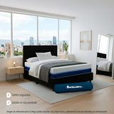 Combo Colchón Enrollado Multisleep Blanco y Negro Sencillo 100 X 190 Cm Firmeza Medio Doble Faz Con Cabecero y Base Cama