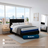 Combo Colchón Enrollado Multisleep Blanco y Negro Semidoble 120 X 190 Cm Firmeza Medio Doble Faz Con Cabecero y Base Cama