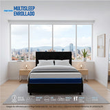 Combo Colchón Multisleep Blanco y Negro Doble 140 X 190 Cm Firmeza Medio Doble Faz Con Cabecero y Base Cama - COLCHONES | Bylmo