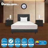 Combo Colchón Multisleep Blanco y Gris Sencillo 100 X 190 Cm Firmeza Medio Doble Faz Con Cabecero y Base Cama - COLCHONES | Bylmo
