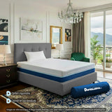 Combo Colchón Enrollado Multisleep Blanco y Gris Sencillo 100 X 190 Cm Firmeza Medio Doble Faz Con Cabecero y Base Cama