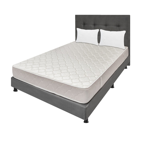 Combo Colchón Multisleep Blanco y Gris Semidoble 120 X 190 Cm Firmeza Medio Doble Faz Con Cabecero y Base Cama - COLCHONES | Bylmo