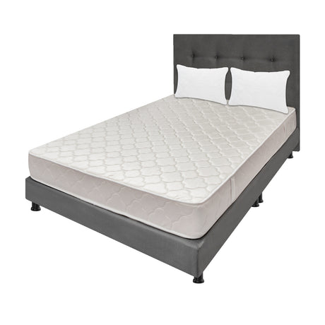 Combo Colchón Multisleep Blanco y Gris Queen 160 X 190 Cm Firmeza Medio Doble Faz Con Cabecero y Base Cama - COLCHONES | Bylmo
