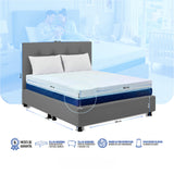 Combo Colchón Enrollado Multisleep Blanco y Gris Queen 160 X 190 Cm Firmeza Medio Doble Faz Con Cabecero y Base Cama