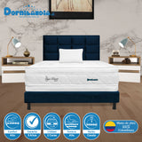 Combo Colchón Super Dream Blanco y Azul Sencillo 100 X 190 Cm Firmeza Firme Doble Faz Con Cabecero y Base Cama - COLCHONES | Bylmo