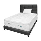 Combo Colchón Super Dream Blanco y Gris Sencillo 100 X 190 Cm Firmeza Firme Doble Faz Con Cabecero y Base Cama - COLCHONES | Bylmo