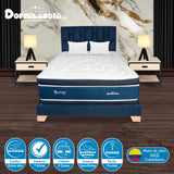 Combo Colchón Supra Azul King 200 X 200 Cm Firmeza Medio Doble Faz Con Cabecero y Base Cama - COLCHONES | Bylmo