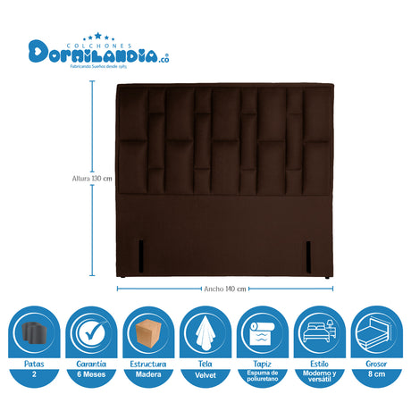 Combo Colchón Supra Azul y Cafe Doble 140 X 190 Cm Firmeza Medio Doble Faz Con Cabecero y Base Cama - COLCHONES | Bylmo