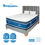 Combo Colchón Supra Azul y Gris Semidoble 120 X 190 Cm Firmeza Medio Doble Faz Con Cabecero y Base Cama - COLCHONES | Bylmo